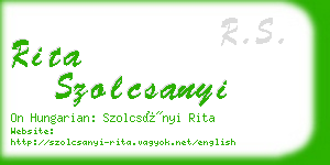 rita szolcsanyi business card